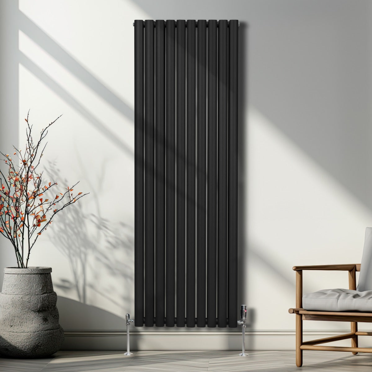 Radiatore a colonna Ovale - 1800mm x 600mm - Nero