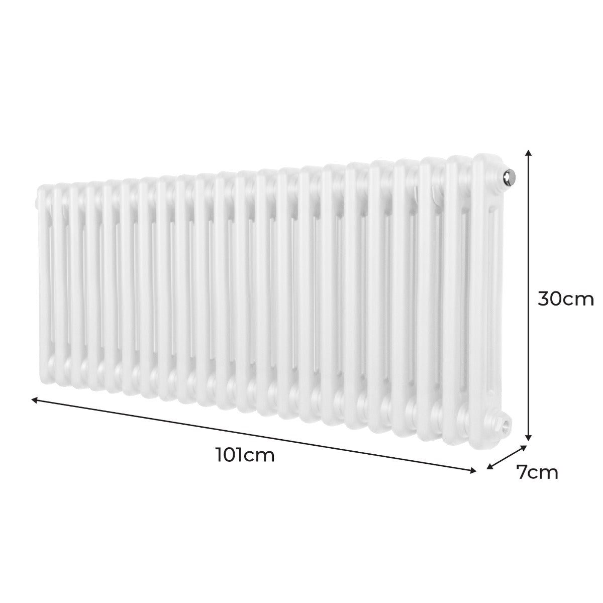 Termosifone a 2 colonne bianco, 300 x 1012mm, con finitura liscia e design elegante, ideale per riscaldare ambienti moderni