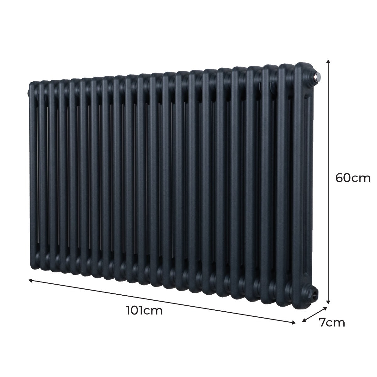 Termosifone a 2 colonne grigio antracite, dimensioni 600 x 1012mm, con finitura liscia e design elegante, ideale per riscaldare ambienti