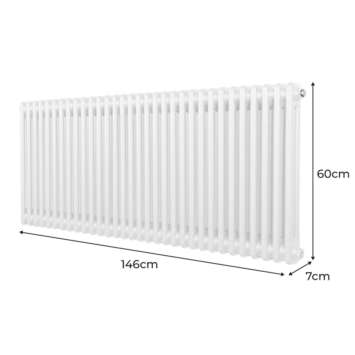 Termosifone a 2 colonne bianco, dimensioni 600 x 1462 mm, con finitura liscia e design elegante, ideale per riscaldare ambienti