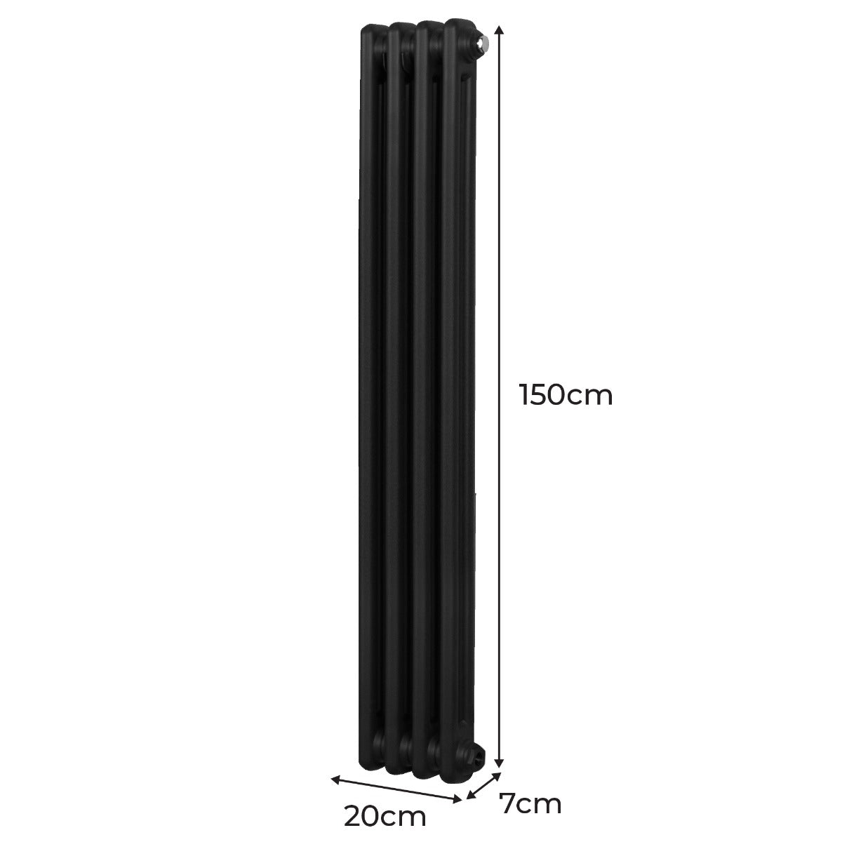 Radiatore Termosifone a 2 colonne - 1500 x 202 mm - Nero