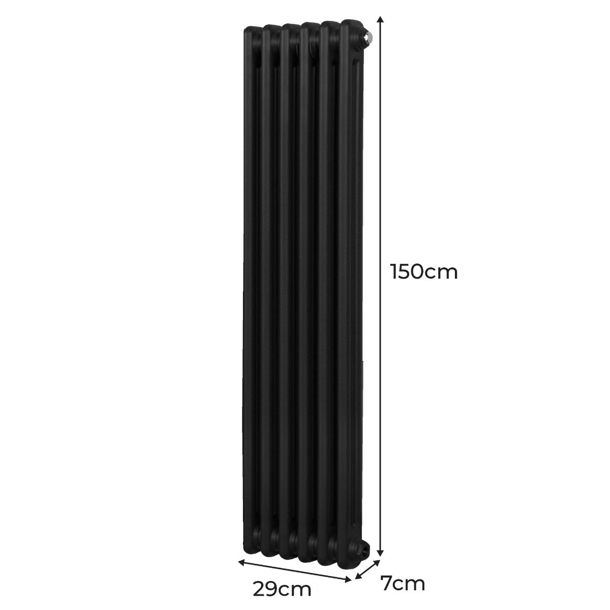 Radiatore Termosifone a 2 colonne - 1500 x 292 mm - Nero