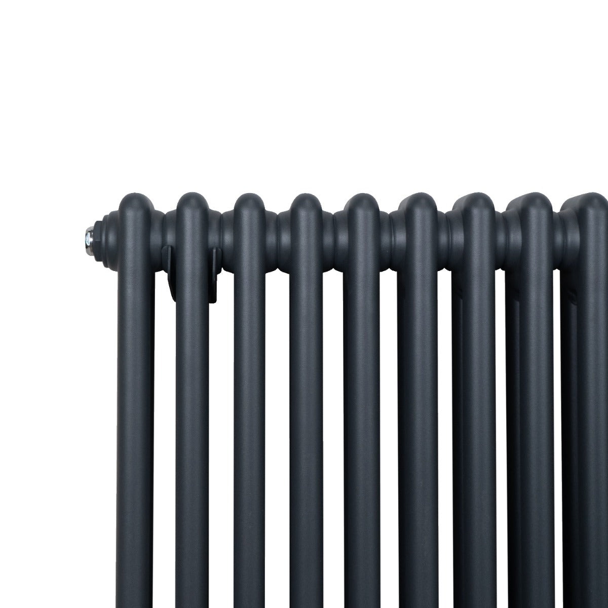 Termosifone a 2 colonne in grigio antracite, con finitura liscia e design elegante, ideale per riscaldare ambienti moderni