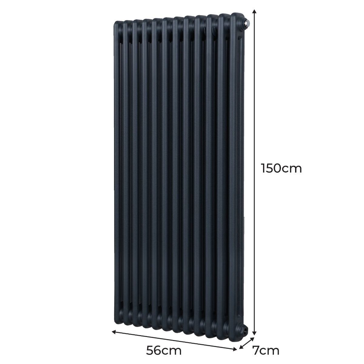 Termosifone a 2 colonne in grigio antracite, dimensioni 1500 x 562mm, con finitura liscia e design elegante, ideale per riscaldare ambienti