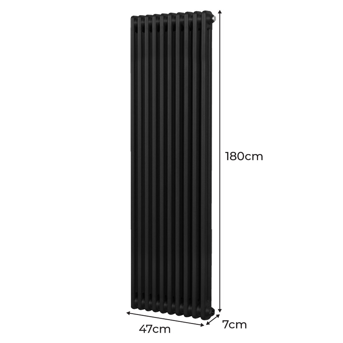 Termosifone a 2 colonne, 1800 x 472mm, colore nero opaco, design elegante e moderno, ideale per riscaldare ambienti con stile