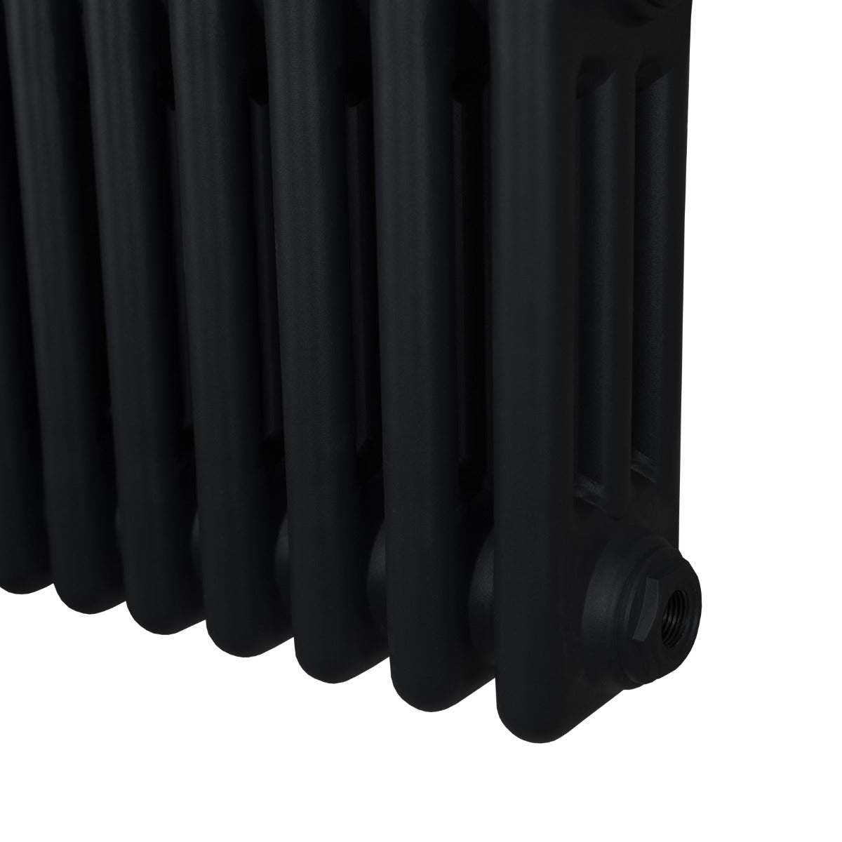 Termosifone a 3 colonne in metallo nero, con finitura opaca, design elegante e linee pulite, misura 600 x 1192mm