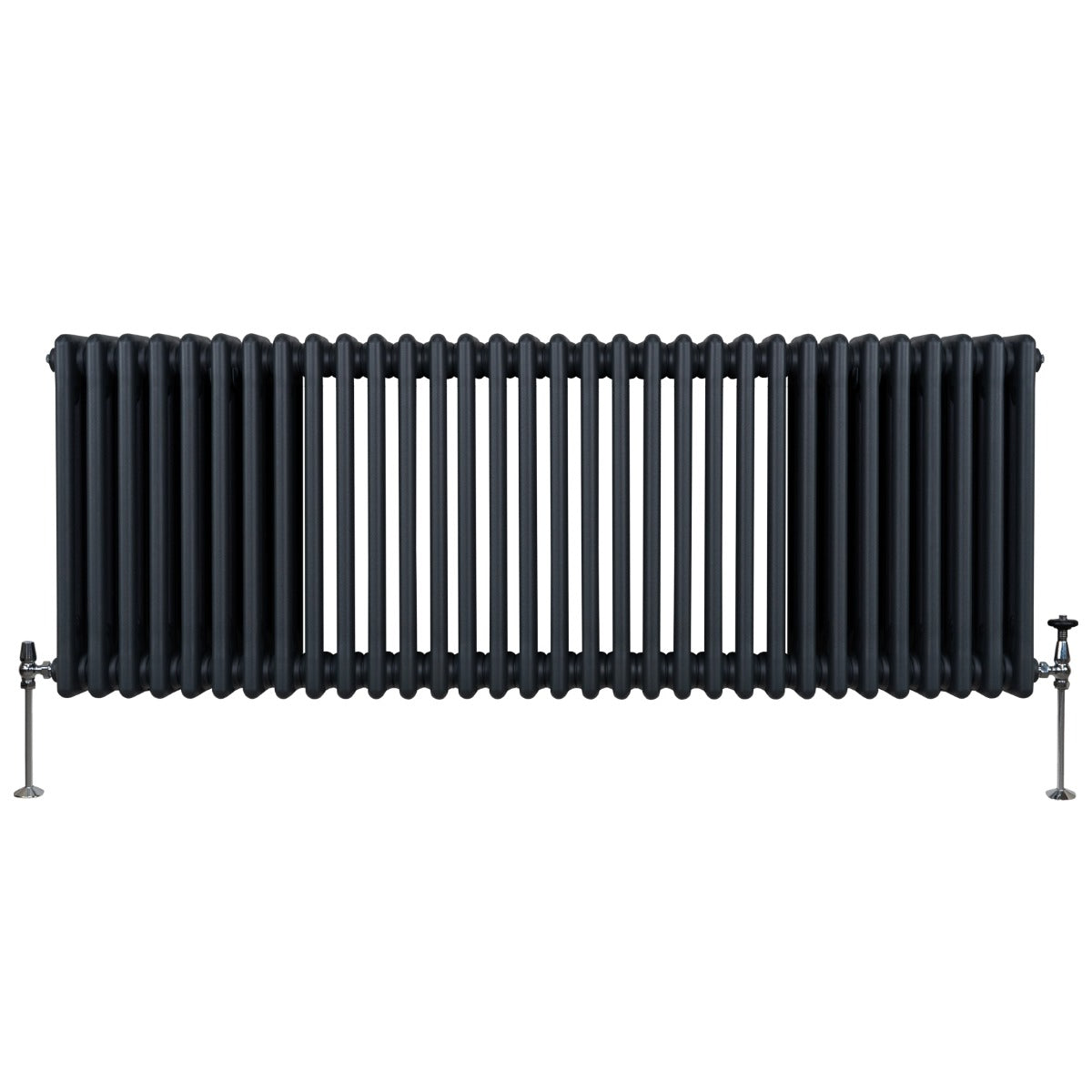 Termosifone a 3 colonne in grigio antracite, con finitura liscia e linee verticali, misura 600 x 1462mm, supporti metallici inclusi
