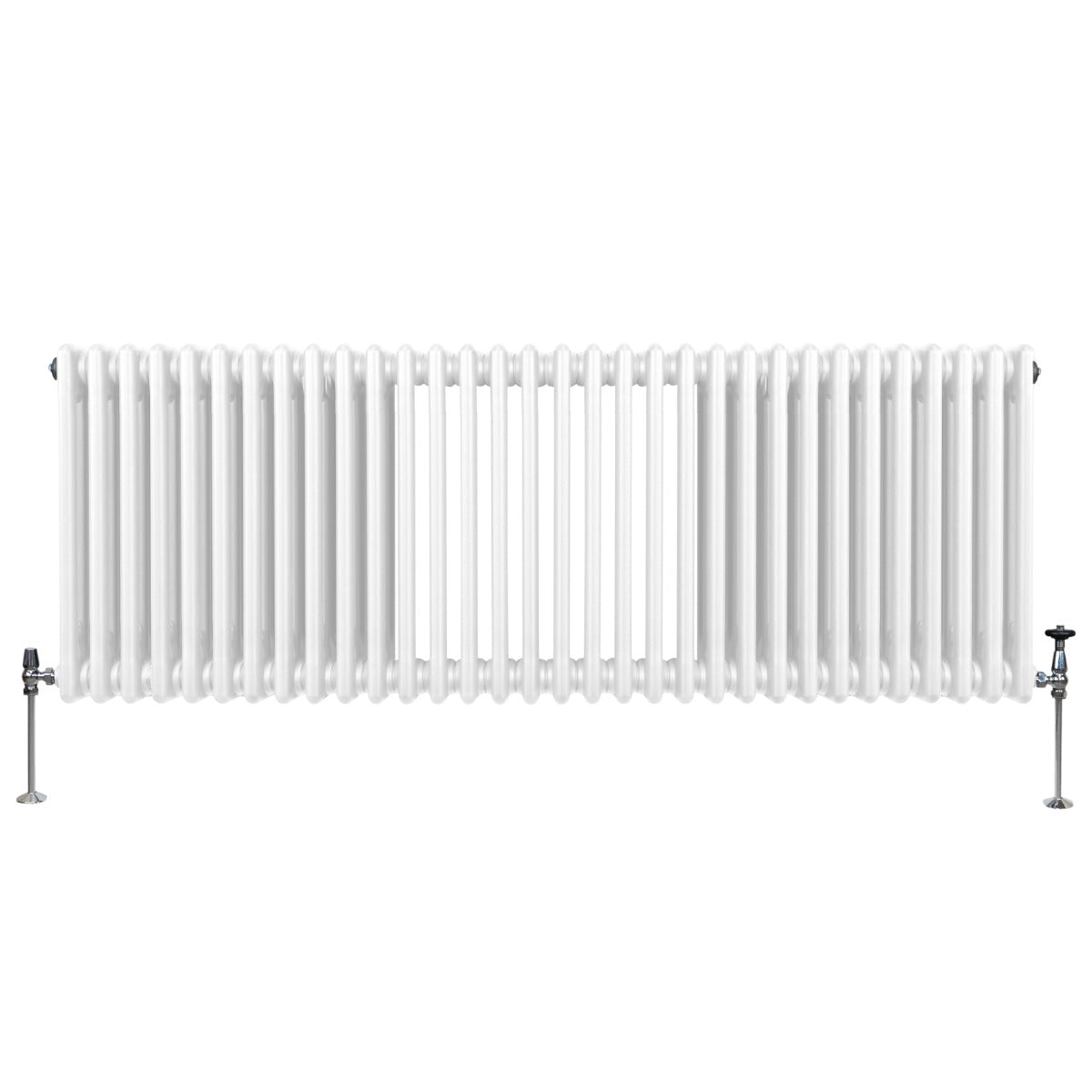 Termosifone a 3 colonne bianco, 600 x 1462mm, con finitura liscia e lucida, montato su supporti metallici robusti