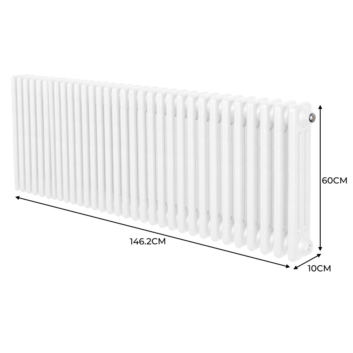 Termosifone a 3 colonne bianco, 600 x 1462 mm, con finitura liscia e lucida, design elegante e lineare, ideale per riscaldare ambienti