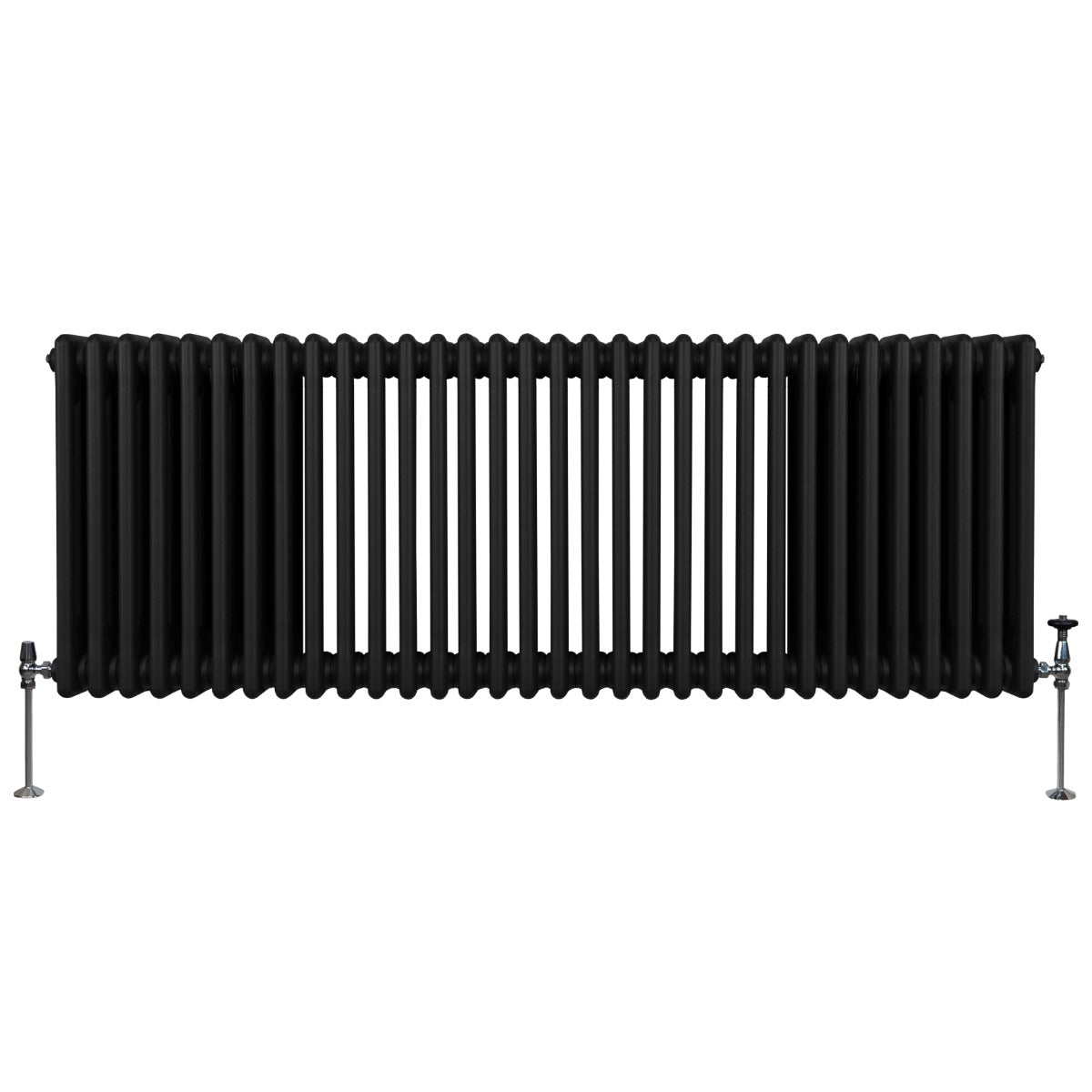 Termosifone a 3 colonne di colore nero, 600 x 1462mm, con finitura liscia e tubi verticali, ideale per riscaldare ambienti moderni