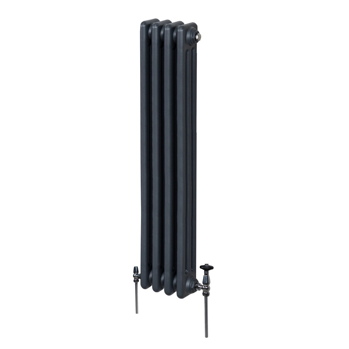 Termosifone a 3 colonne in grigio antracite, con finitura liscia e design elegante, misura 1500 x 202mm, ideale per riscaldare ambienti