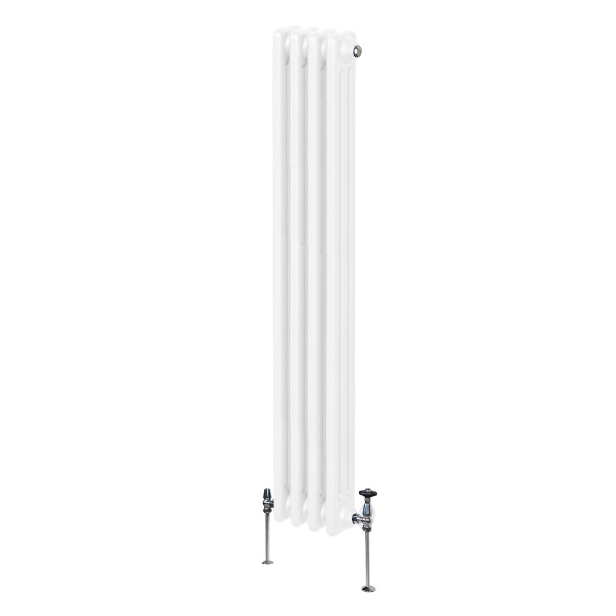 Termosifone a 3 colonne bianco, 1500 x 202mm, con finitura liscia e tubi rotondi, adatto per riscaldamento domestico elegante