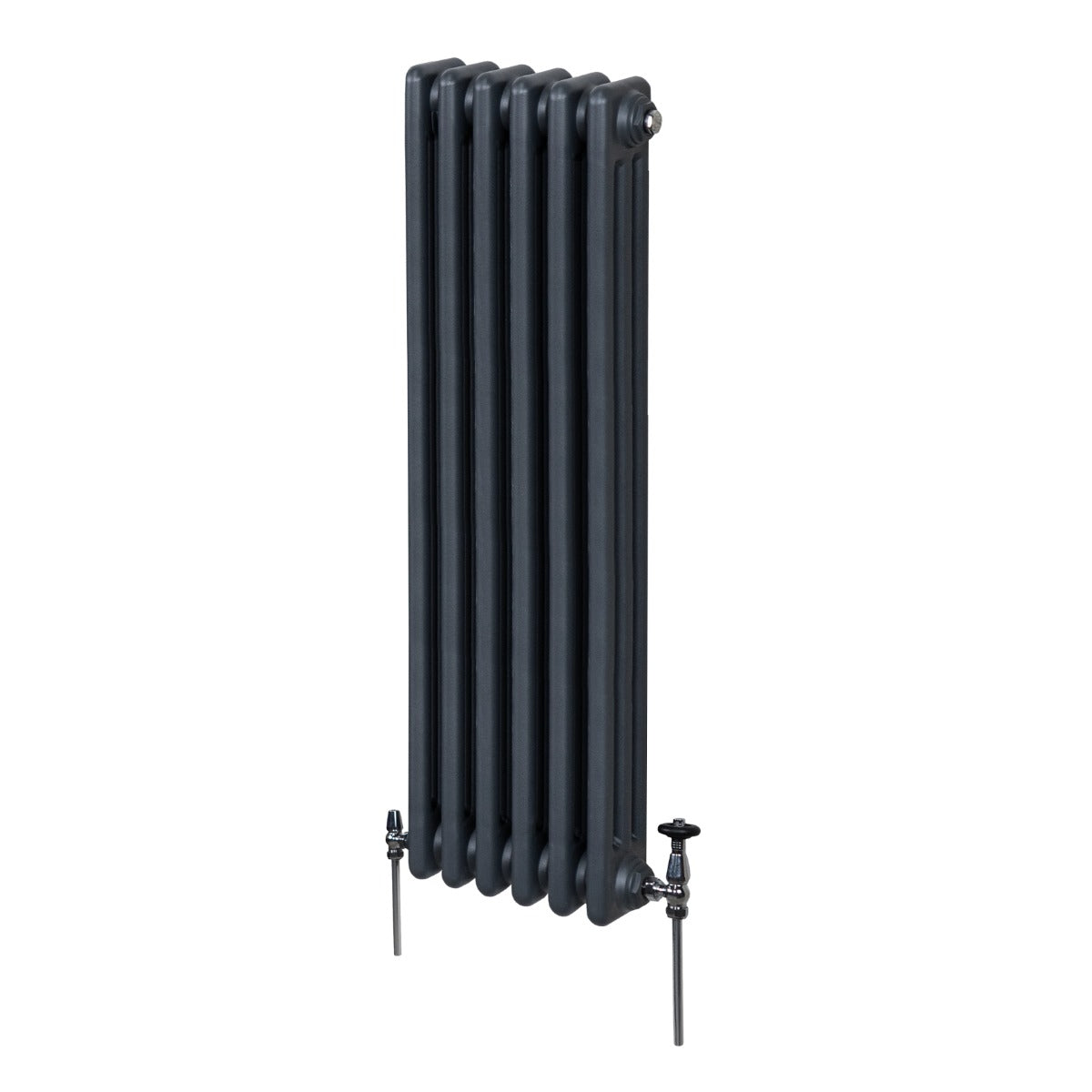 Termosifone a 3 colonne in grigio antracite, con finitura liscia e design elegante, ideale per riscaldare ambienti moderni