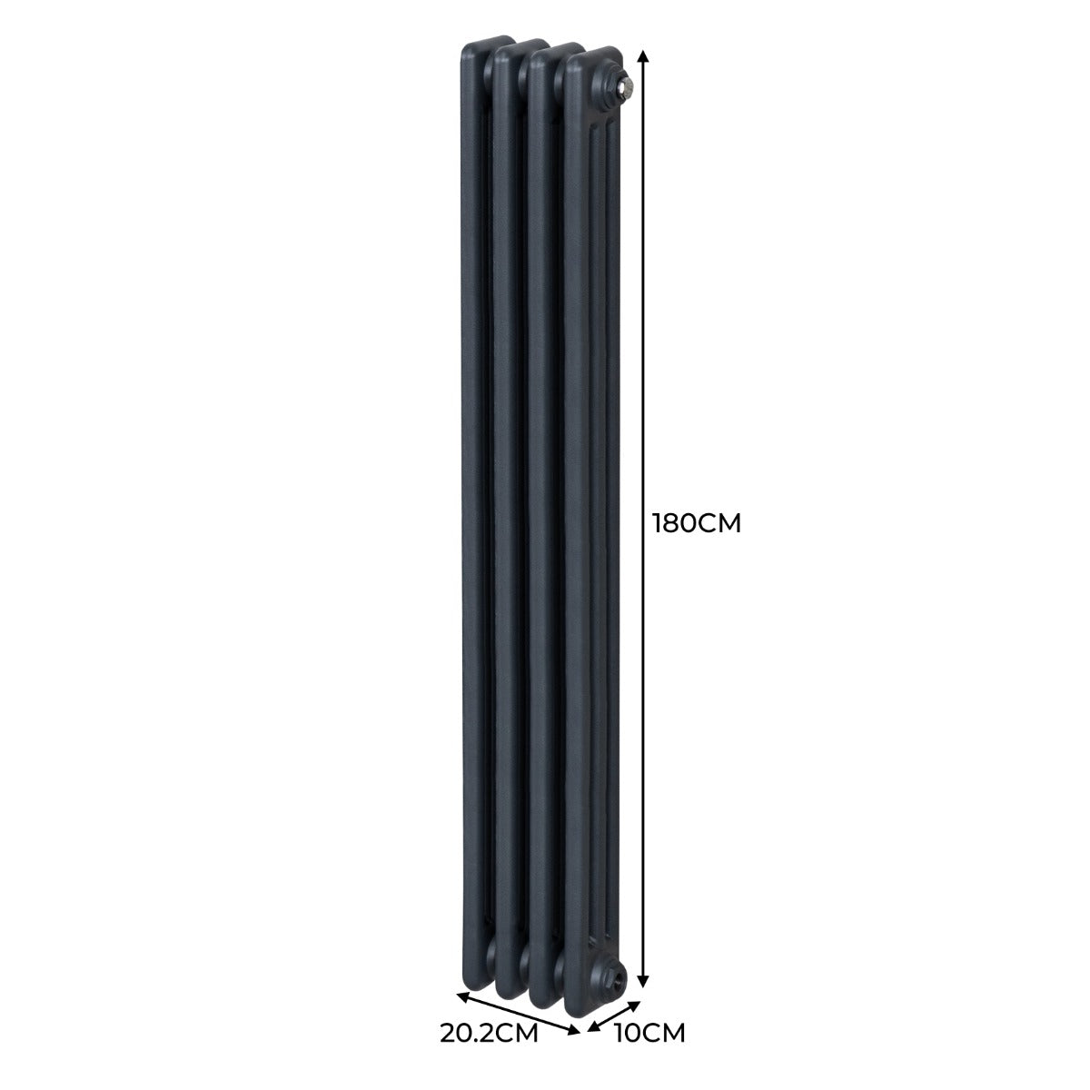 Termosifone a 3 colonne in grigio antracite, altezza 180 cm, con finitura liscia e design elegante, ideale per riscaldare ambienti moderni
