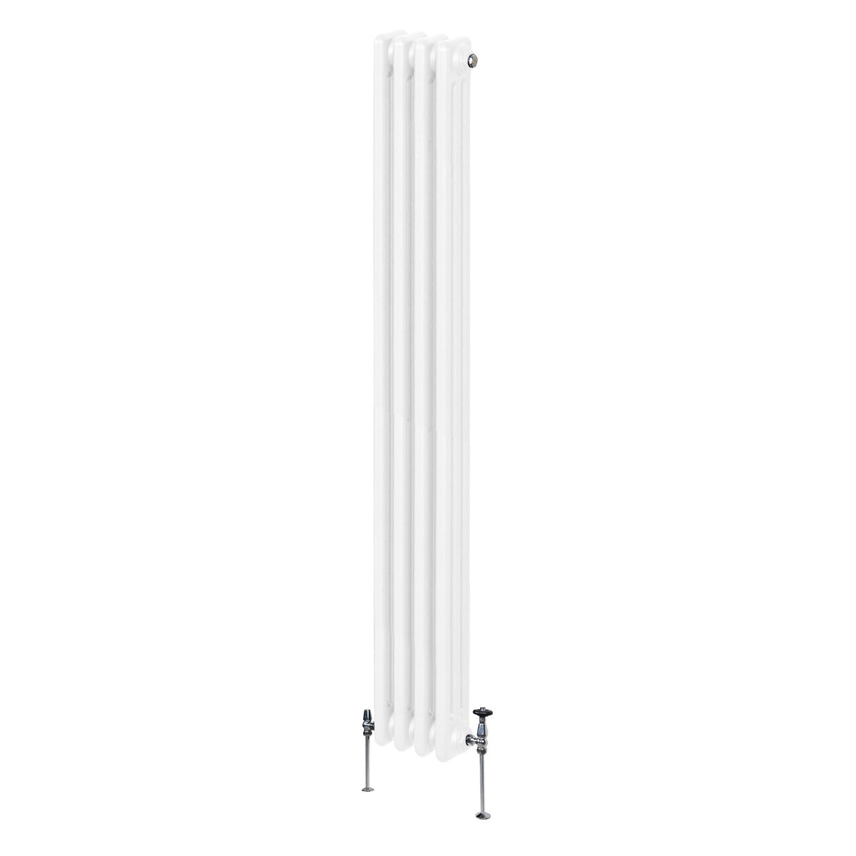 Termosifone a 3 colonne, 1800 x 202mm, di colore bianco, con superficie liscia e finitura lucida, adatto per riscaldamento domestico