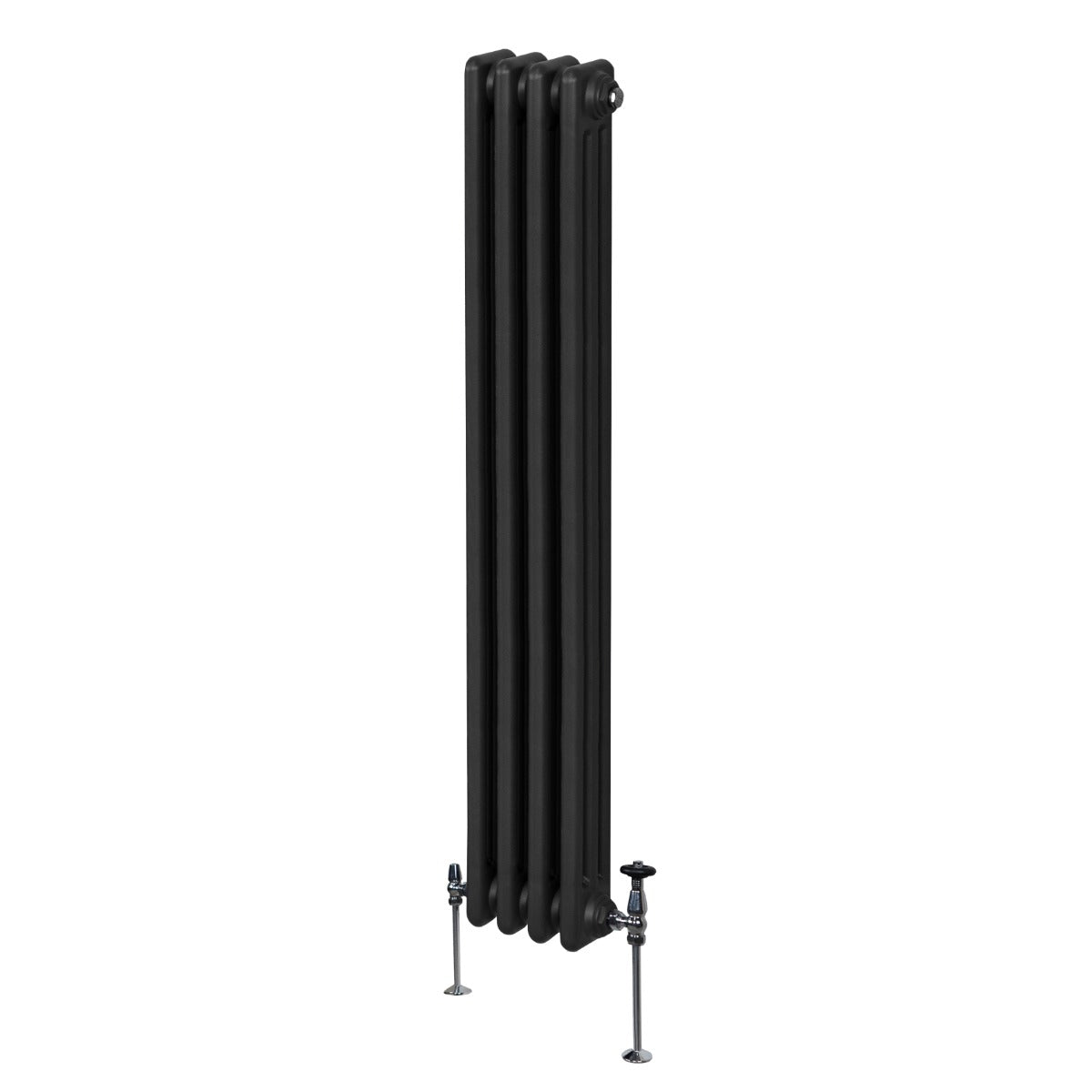 Termosifone a 3 colonne, 1800 x 202mm, colore nero opaco, con superficie liscia e finitura elegante, ideale per riscaldare ambienti