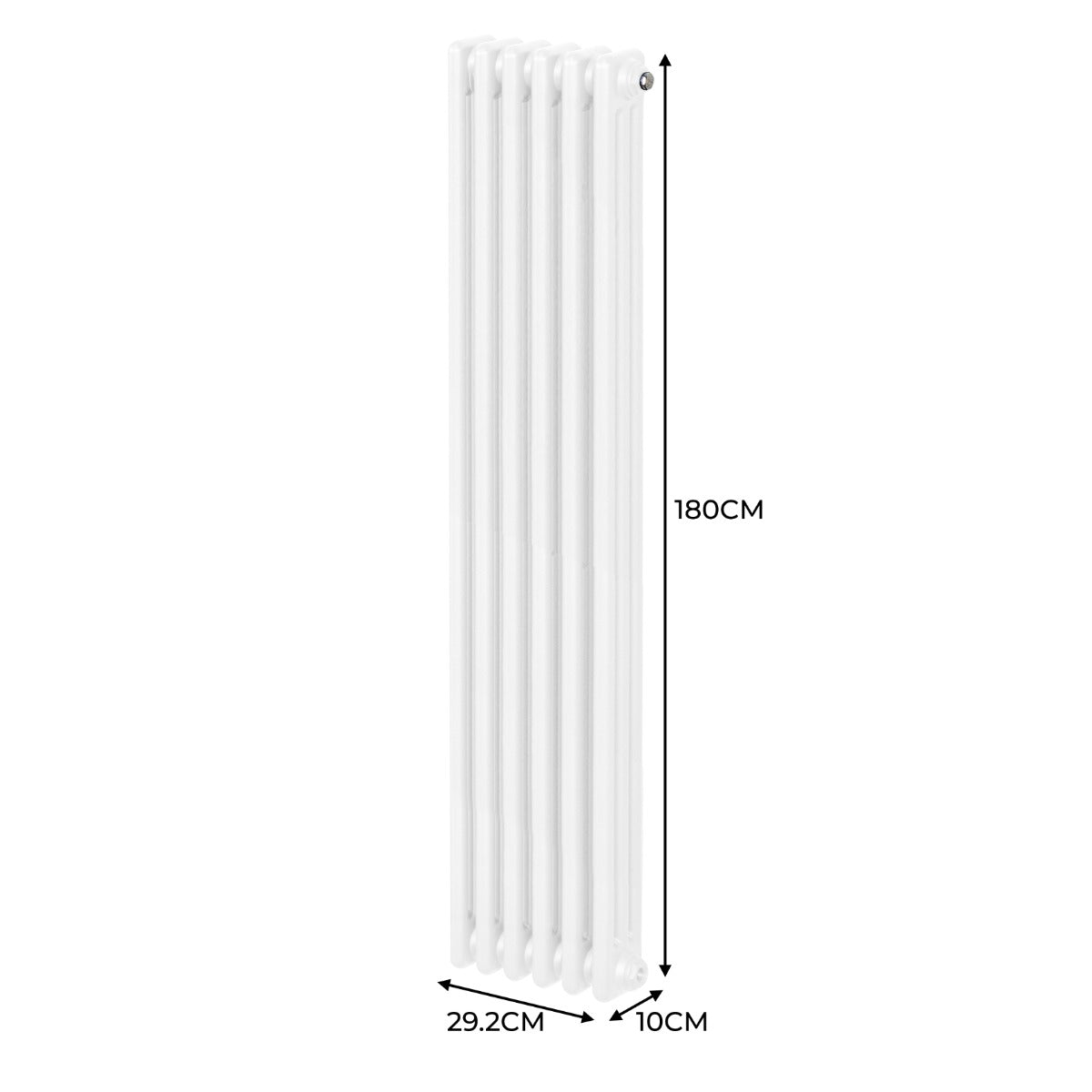 Termosifone a 3 colonne bianco, dimensioni 180 x 29,2 cm, con superficie liscia e design elegante, ideale per riscaldare ambienti moderni