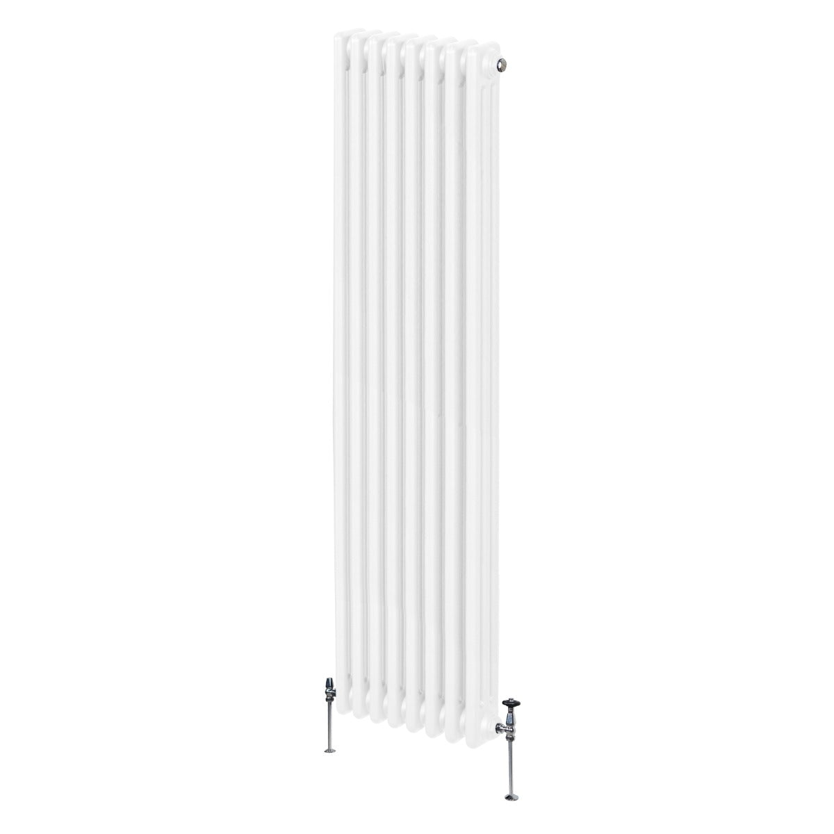 Termosifone a tre colonne, bianco, 1800 x 382mm, con finitura liscia e supporti metallici, ideale per riscaldare ambienti moderni