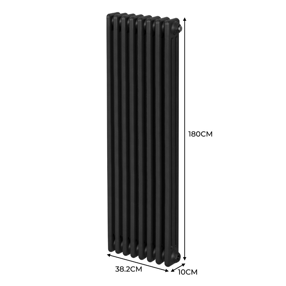 Termosifone a 3 colonne, 1800 x 382mm, colore nero opaco, design elegante e moderno, ideale per riscaldare ambienti con stile