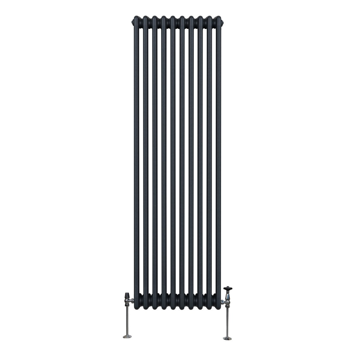 Termosifone a 3 colonne, 1800 x 472mm, colore grigio antracite, con finitura liscia e supporti metallici lucidi, design elegante e moderno