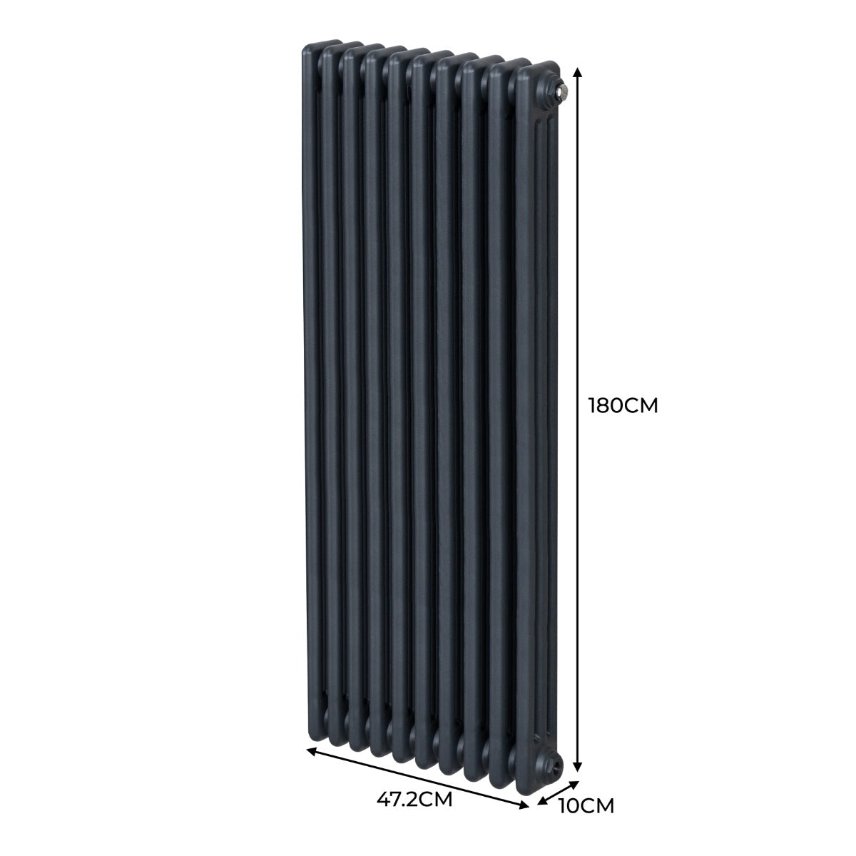 Termosifone a 3 colonne grigio antracite, 1800 x 472mm, con superficie liscia e finitura elegante, ideale per riscaldare ambienti moderni