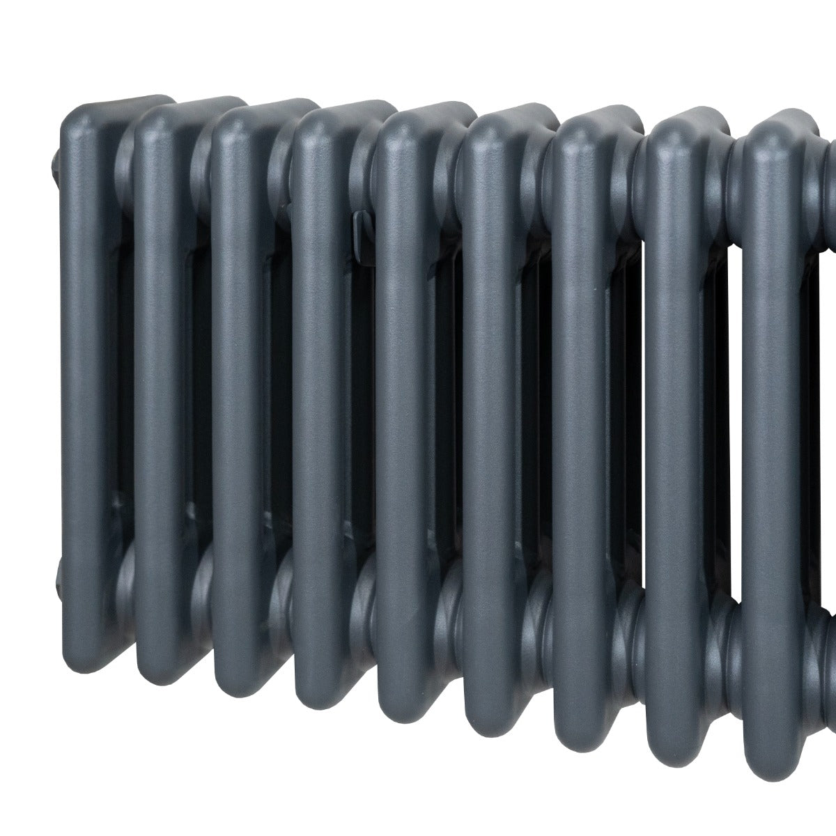 Termosifone a 3 colonne in grigio antracite, con finitura liscia e forme arrotondate, misura 1800 x 472mm, ideale per riscaldamento moderno