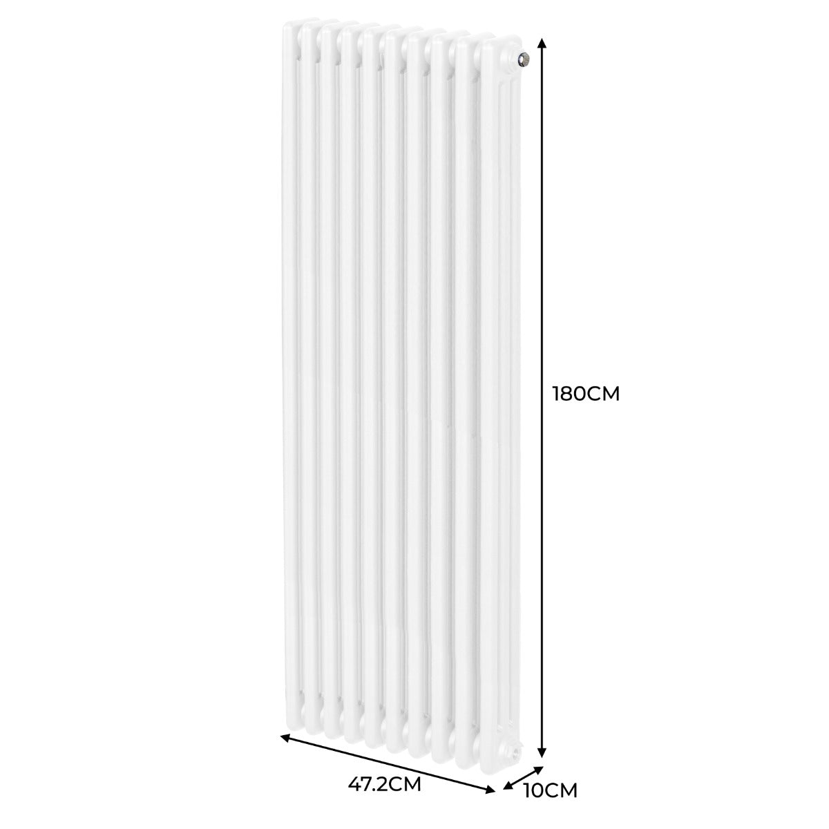 Termosifone a 3 colonne bianco, dimensioni 180 x 47,2 cm, con finitura liscia e design elegante per riscaldamento efficiente