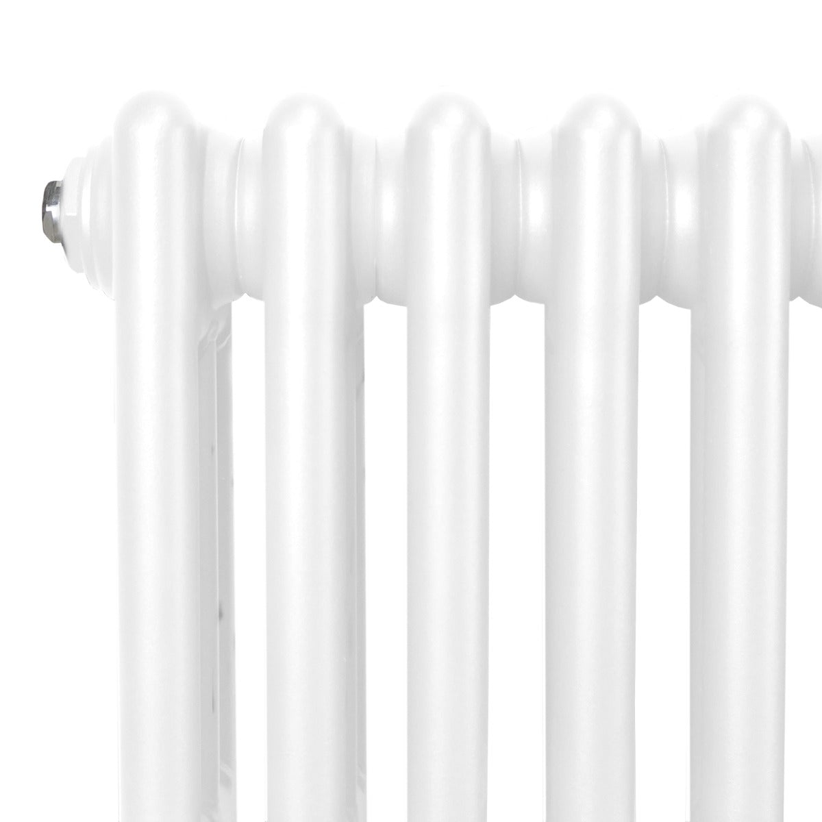 Termosifone a 3 colonne bianco, con finitura liscia e lucida, design elegante e moderno, ideale per riscaldare ambienti