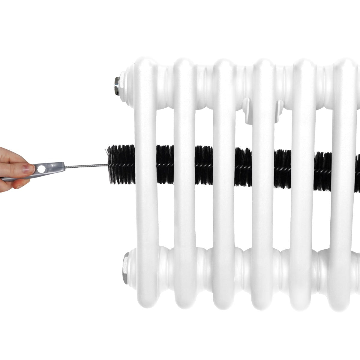 Termosifone a 3 colonne bianco, 1800 x 562mm, con texture liscia e maniglia per la regolazione, ideale per riscaldare ambienti
