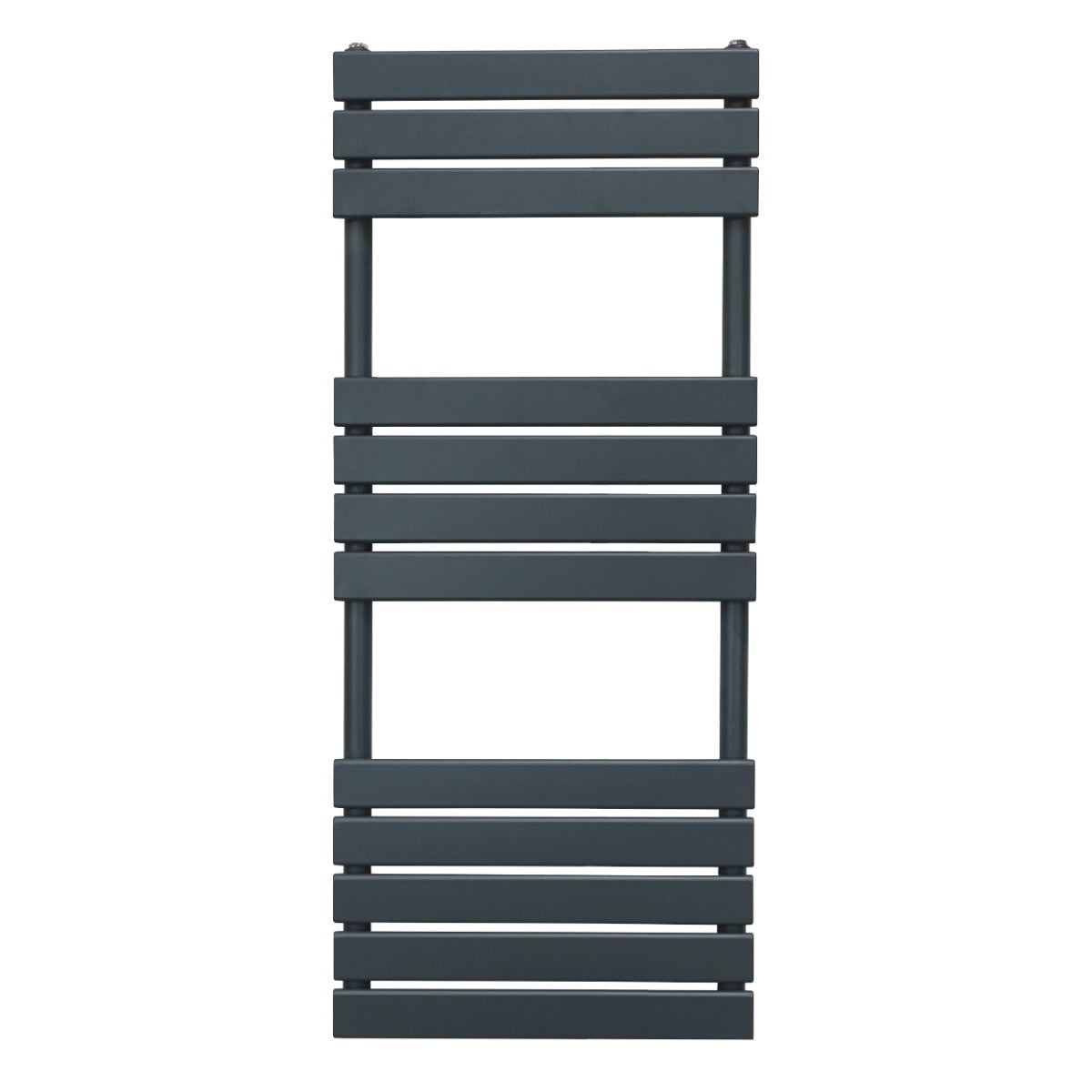 Radiatore per asciugamani a incasso, 1200mm x 450mm, colore grigio antracite, design moderno con barre orizzontali in metallo