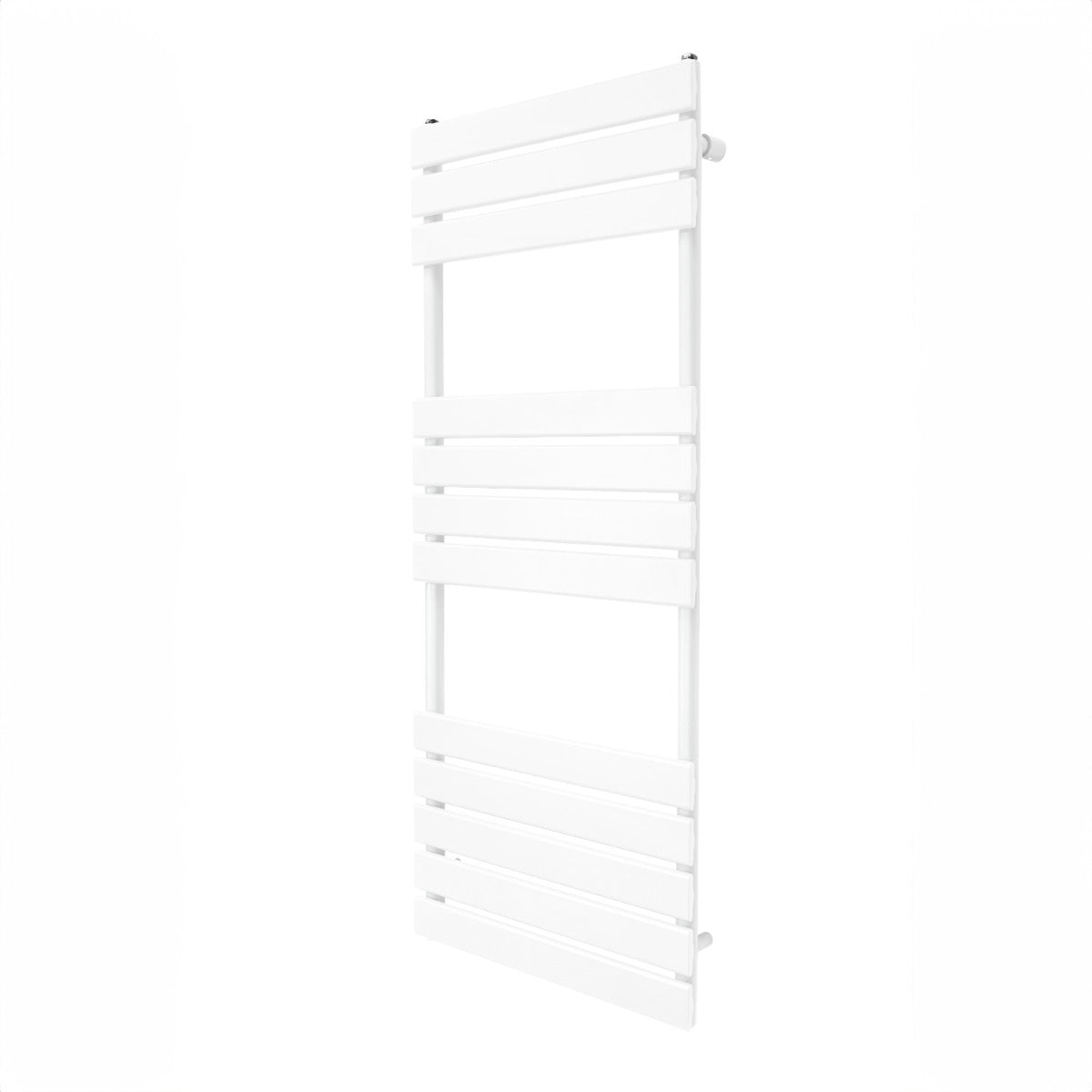 Radiatore per asciugamani a incasso bianco, 1200mm x 450mm, con design a barre orizzontali e finitura liscia e moderna