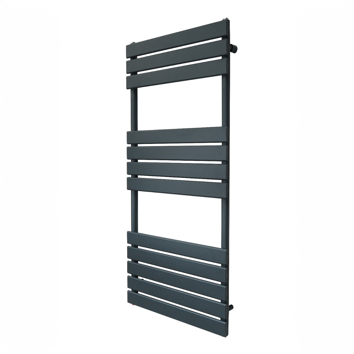 Radiatore per asciugamani a incasso grigio antracite, design moderno con barre orizzontali, finitura liscia e elegante