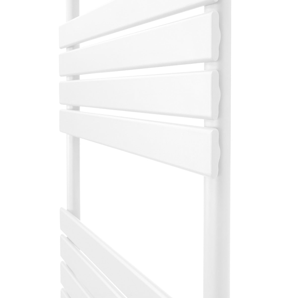Radiatore per asciugamani a incasso bianco, 1200mm x 500mm, con barre lisce e finitura lucida, design elegante e moderno