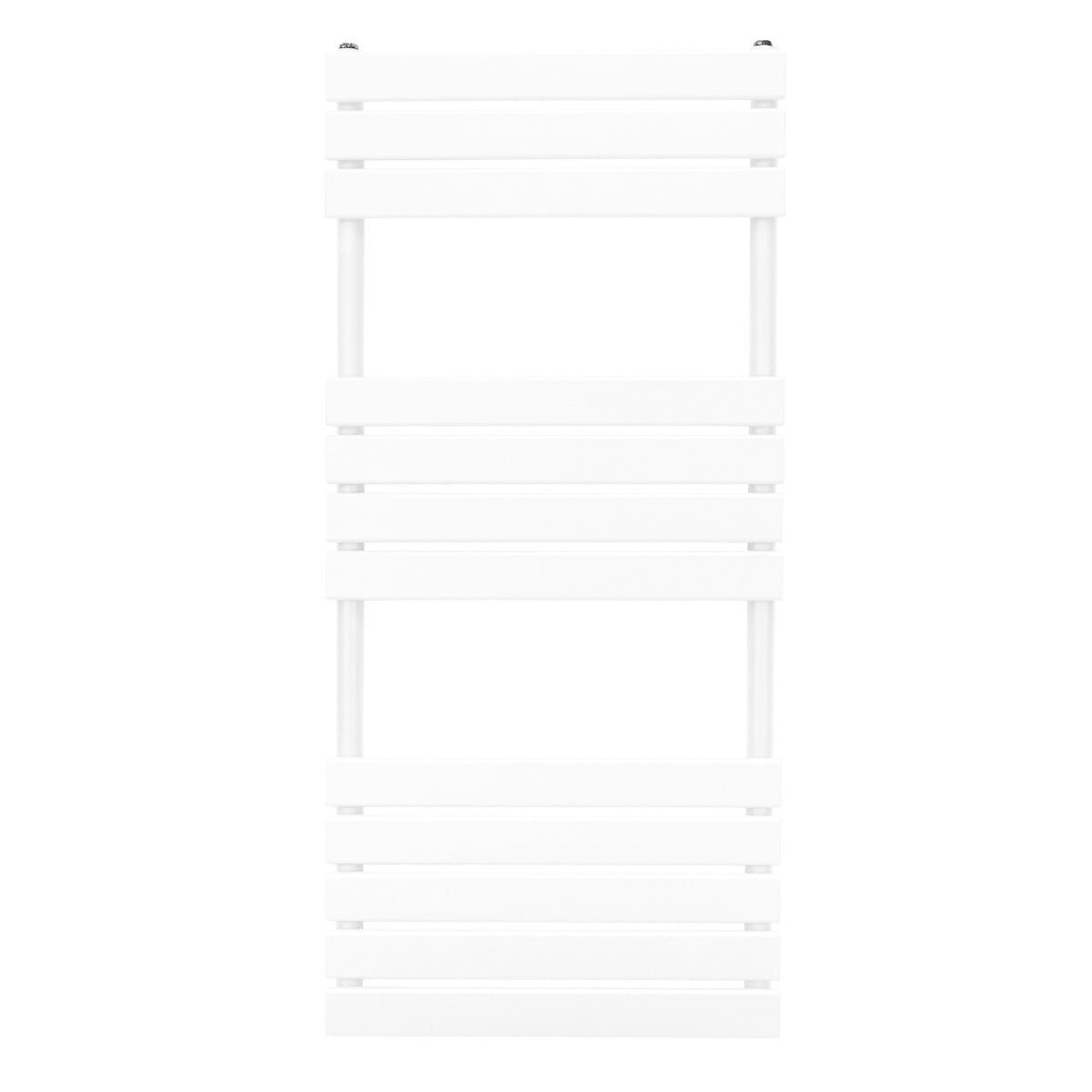 Radiatore per asciugamani a incasso bianco, design elegante con barre orizzontali, dimensioni 1200mm x 500mm, superficie liscia e moderna