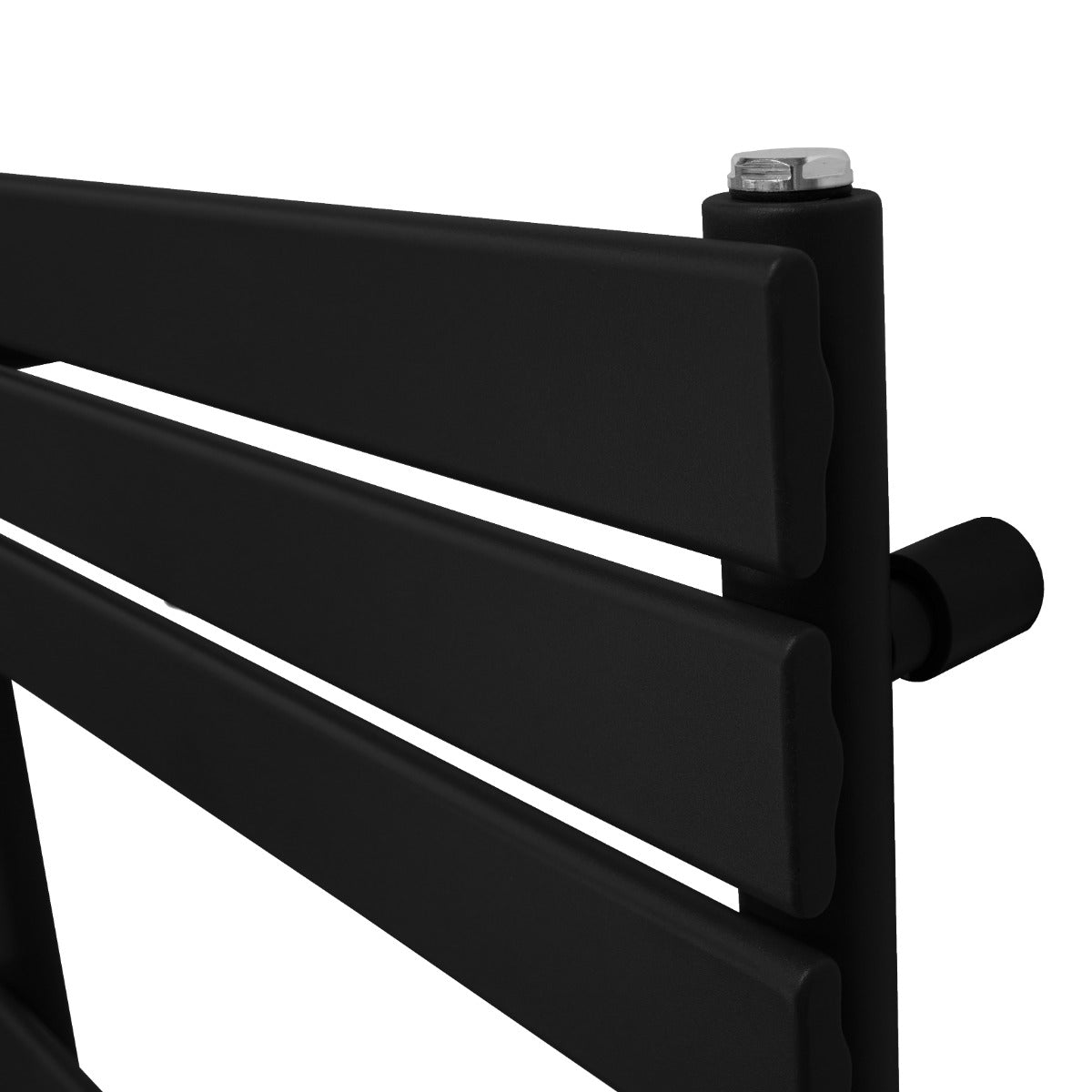Radiatore per asciugamani a incasso, 1200mm x 500mm, colore nero opaco, design elegante con barre rettangolari e finitura liscia