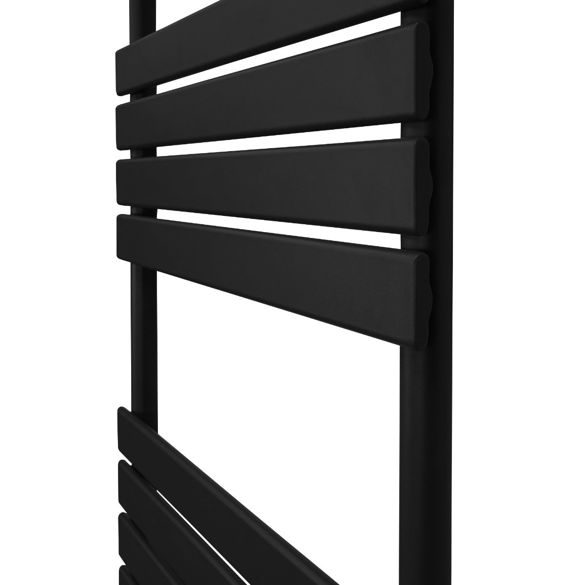 Radiatore per asciugamani a incasso, 1200mm x 500mm, con finitura nera opaca e design a barre orizzontali eleganti e moderne