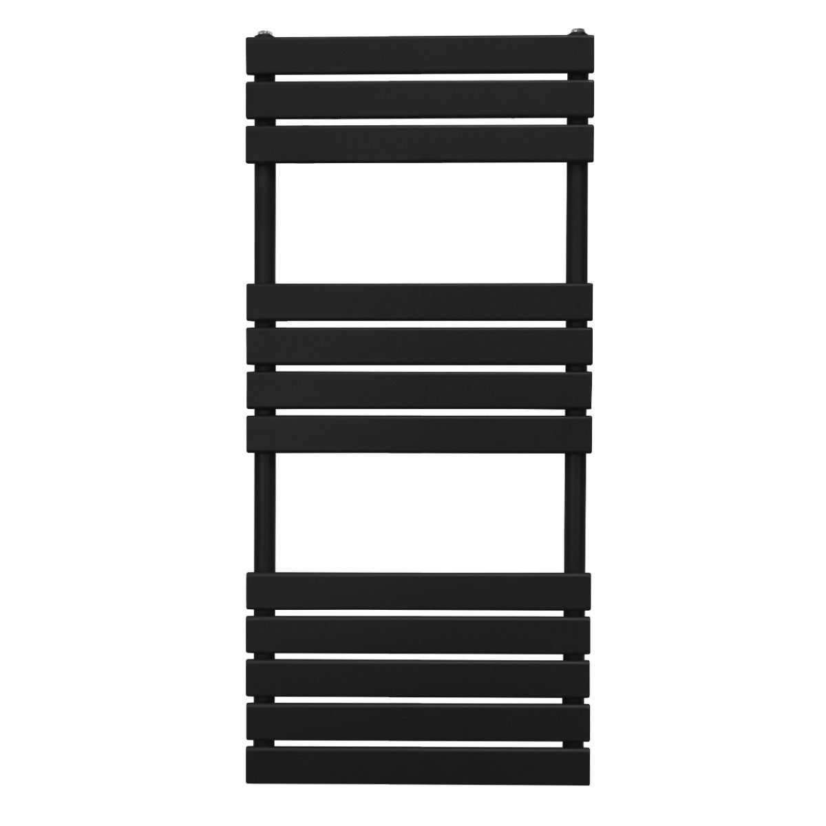 Radiatore per asciugamani a incasso, 1200mm x 500mm, colore nero opaco, design moderno con barre orizzontali in metallo resistente