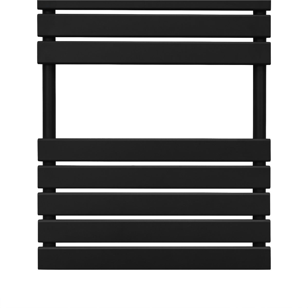 Radiatore per asciugamani a incasso, 1200mm x 500mm, finitura nera opaca con barre orizzontali e design moderno ed elegante