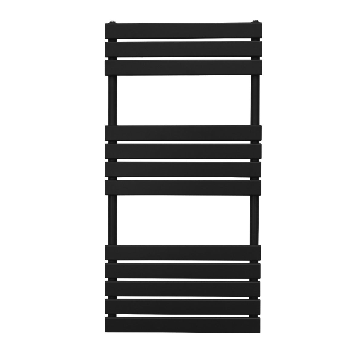 Radiatore per asciugamani a incasso nero, 1200mm x 600mm, con design moderno e linee pulite, ideale per bagni eleganti