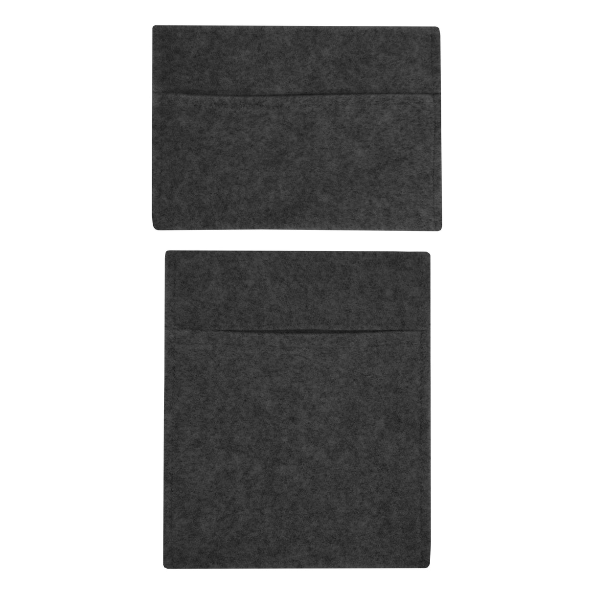 Tasche portaoggetti in feltro grigio antracite, con due tasche frontali, design semplice e moderno, ideale per organizzare spazi