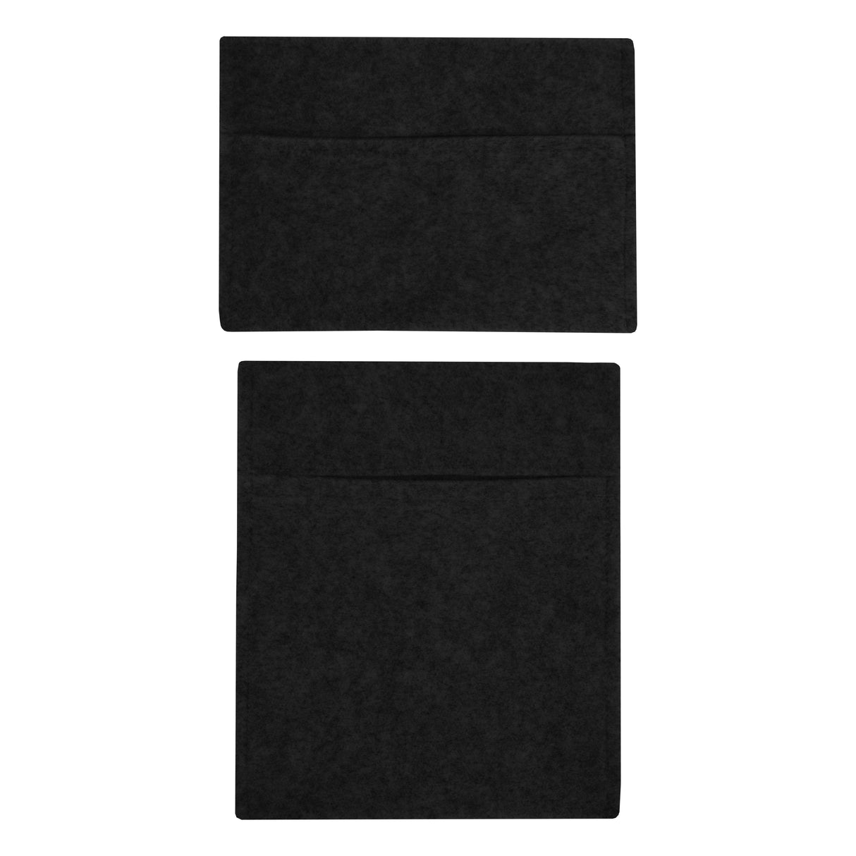 Tasche portaoggetti nere in feltro, design semplice e moderno, con due tasche frontali per un facile accesso agli oggetti