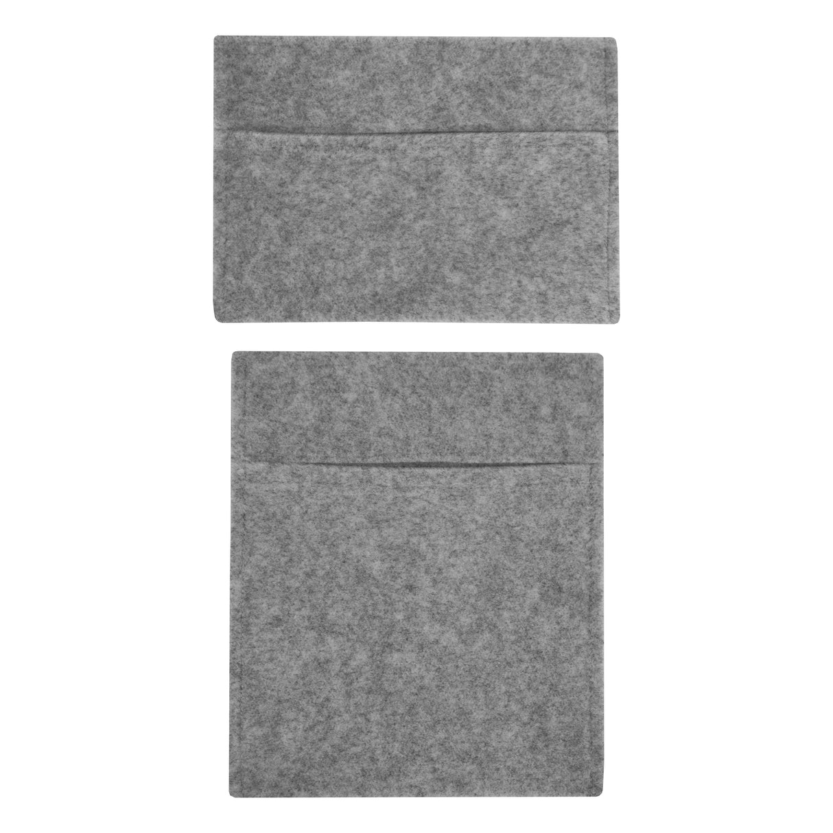 Tasche portaoggetti in grigio fumo, realizzate in feltro morbido, con due tasche frontali per un facile accesso e organizzazione