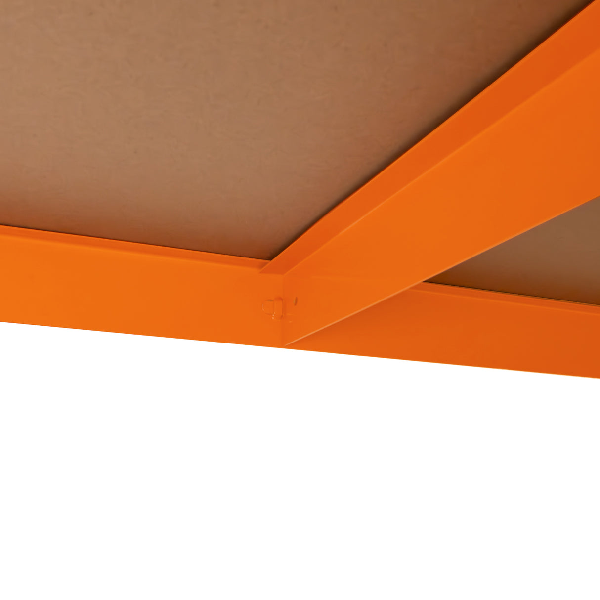 Ripiano aggiuntivo per banco da lavoro S-Rax, 180 cm x 60 cm, con struttura robusta e finitura arancione brillante, ideale per spazi di lavoro