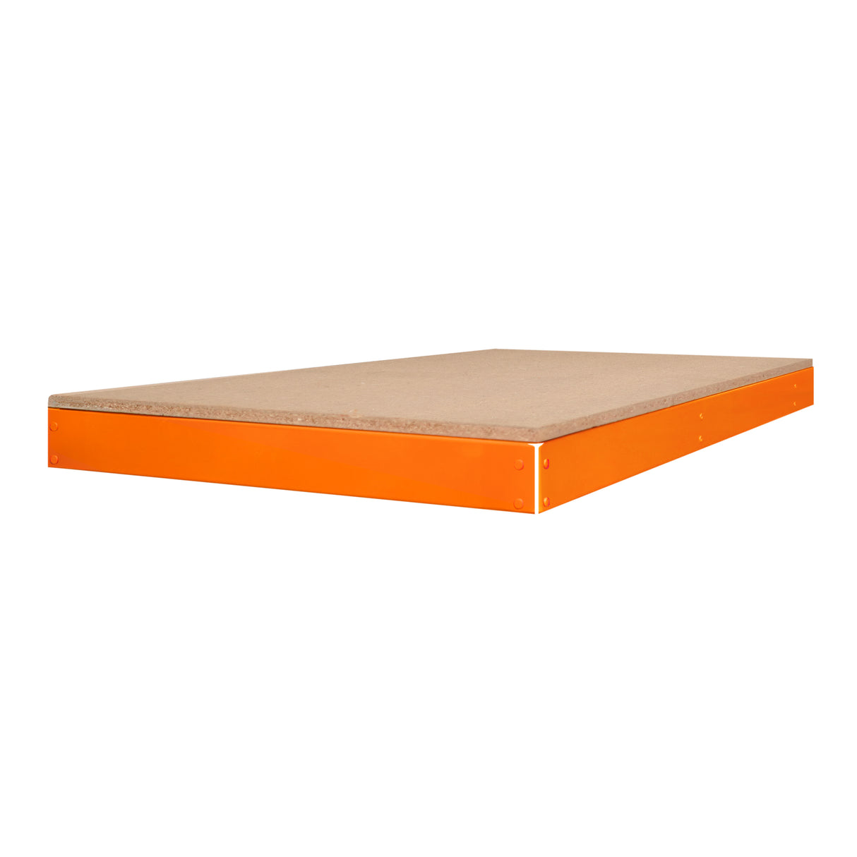 Ripiano aggiuntivo per banco da lavoro S-Rax, 120 cm x 60 cm, con superficie in legno e bordo arancione resistente e robusto