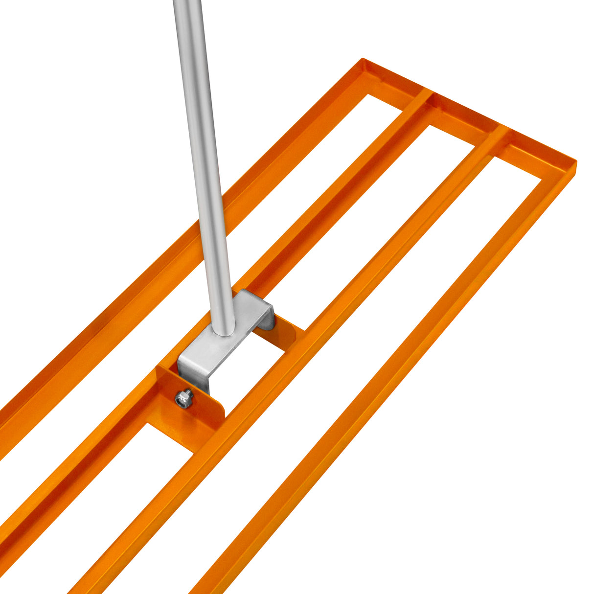 Set 2-in-1 arieggiatore e livellatore prato da 100 cm, con struttura arancione in metallo e manico in alluminio resistente