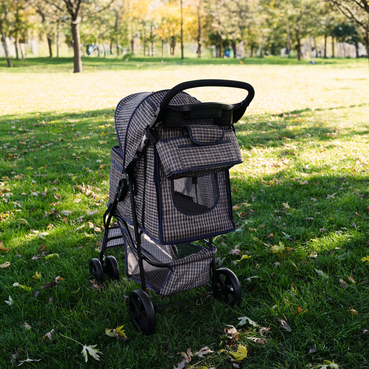 Borsa Organizer per Passeggino per Animali - Blu Tartan