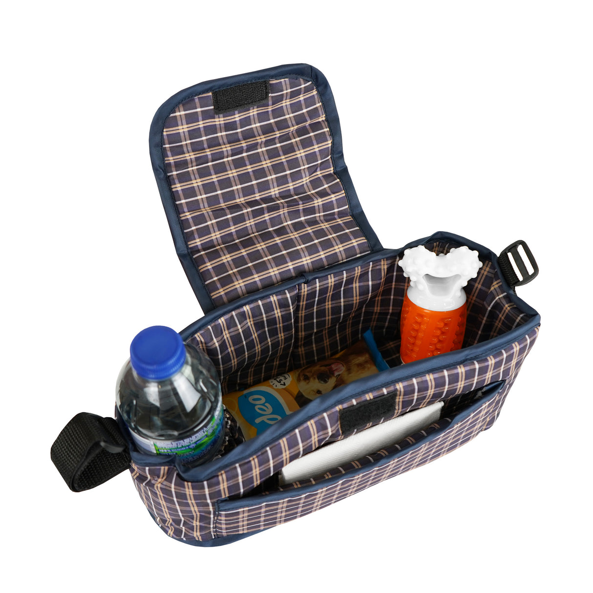 Borsa Organizer per Passeggino per Animali - Blu Tartan