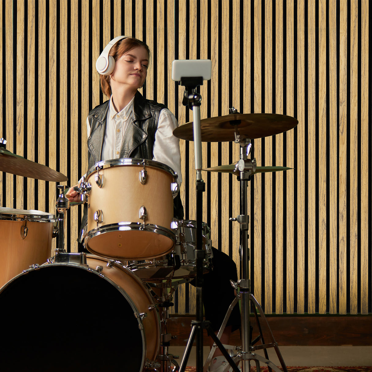 Coppia di Pannelli Fonoassorbenti con Doghe - Rovere