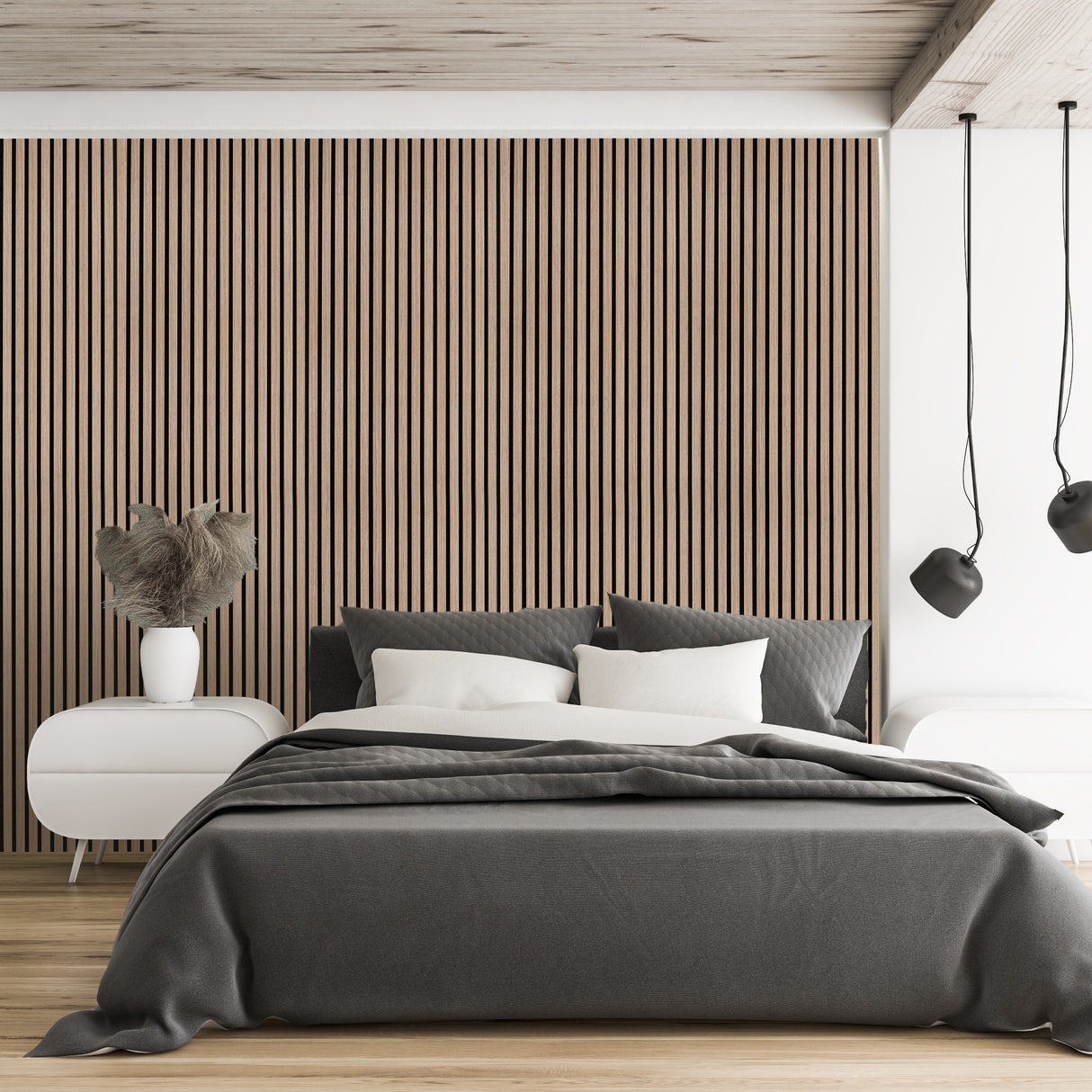 Pannello Fonoassorbente con Doghe - Noce Chiaro