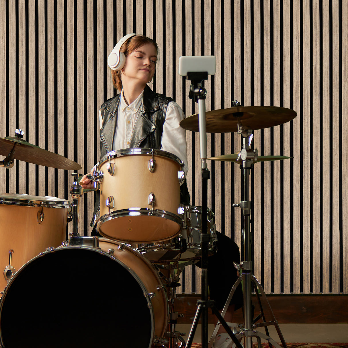 Pannello Fonoassorbente con Doghe - Noce Chiaro